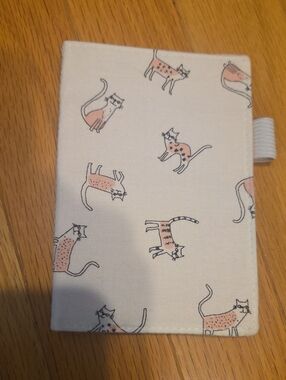 Bliss Pink and White Handmade Cat Canvas Notebook Cover Or Wallet